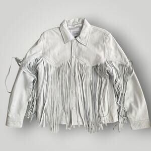 White Fringe Leather Jacket - Women’s Leather Jacket